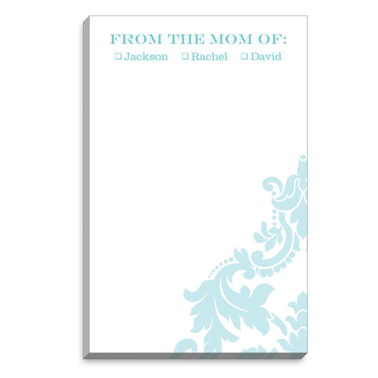 Aqua Simple Damask Mommy Notepads